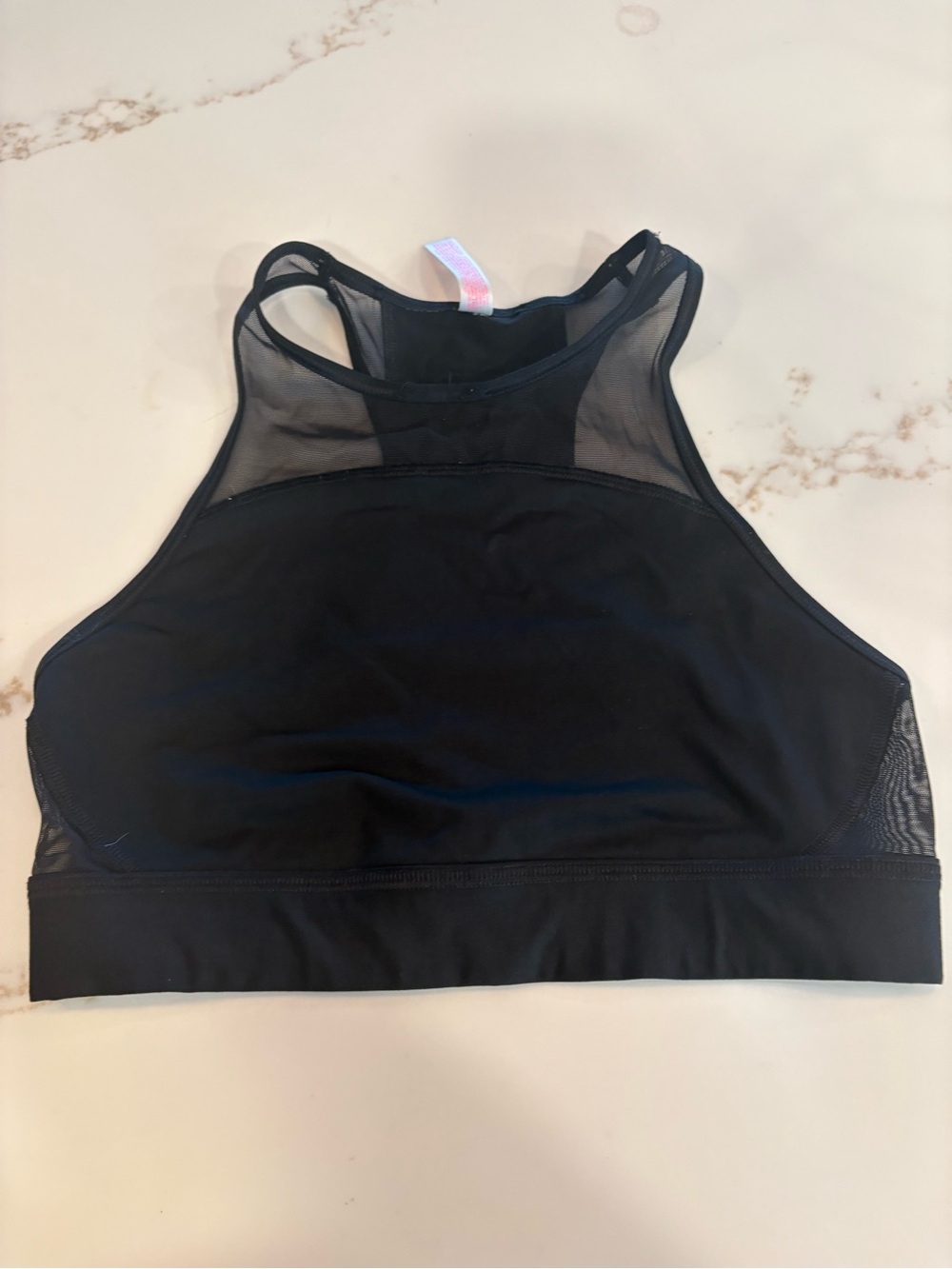 PINK Victoria's Secret Black Mesh High-Neck Sports Bralette